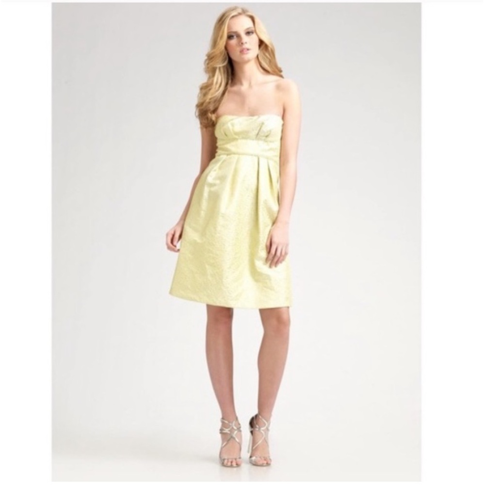 BCBG Strapless Yellow/Gold Shimmer Dress